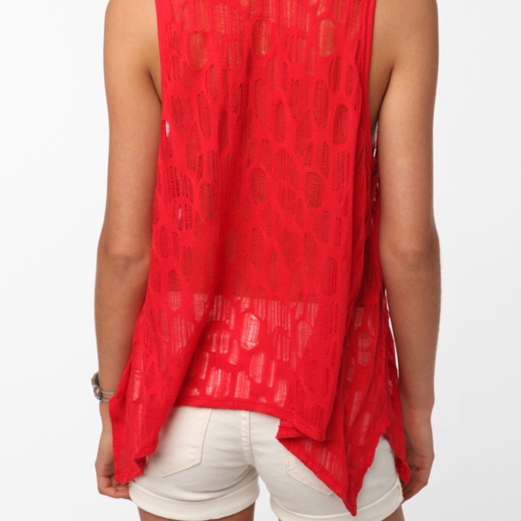 UO Silence + Noise red gauze tank top - Picture 3 of 5